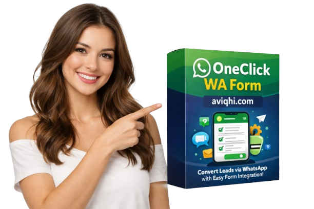 gambar oneclick wa form + cewek cantik nunjuk removebg preview